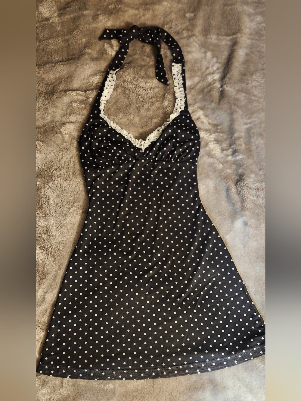 Princess Polly Black & White Polka Dot Ruffle Mini Dress NWT US 0